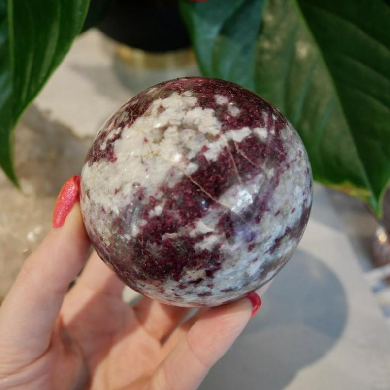 Plum Blossom Tourmaline 74mm Sphere No 13