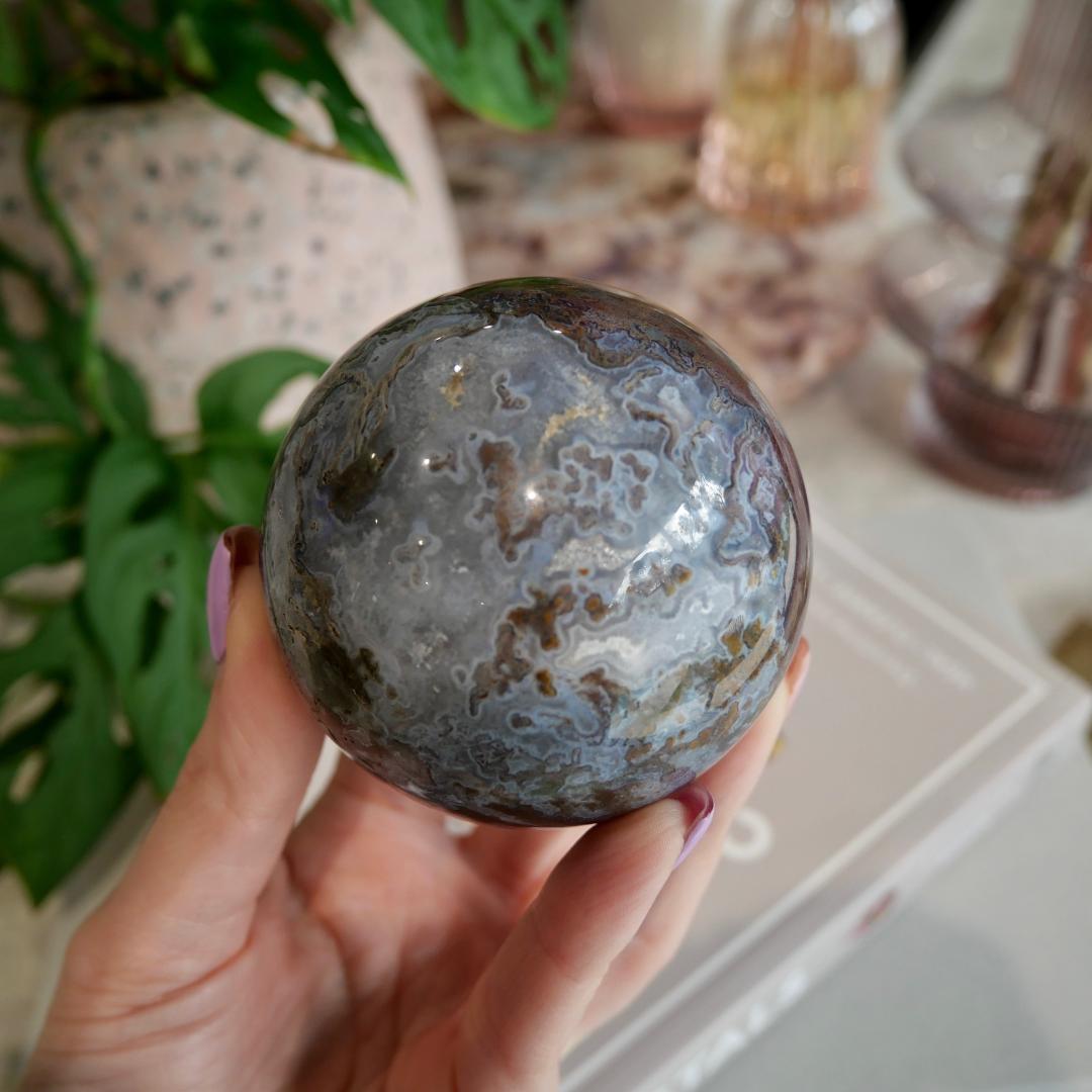 Druzy Purple Moss Agate Sphere No 7