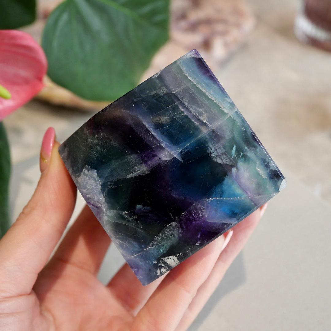 Rainbow Fluorite Cube No 272