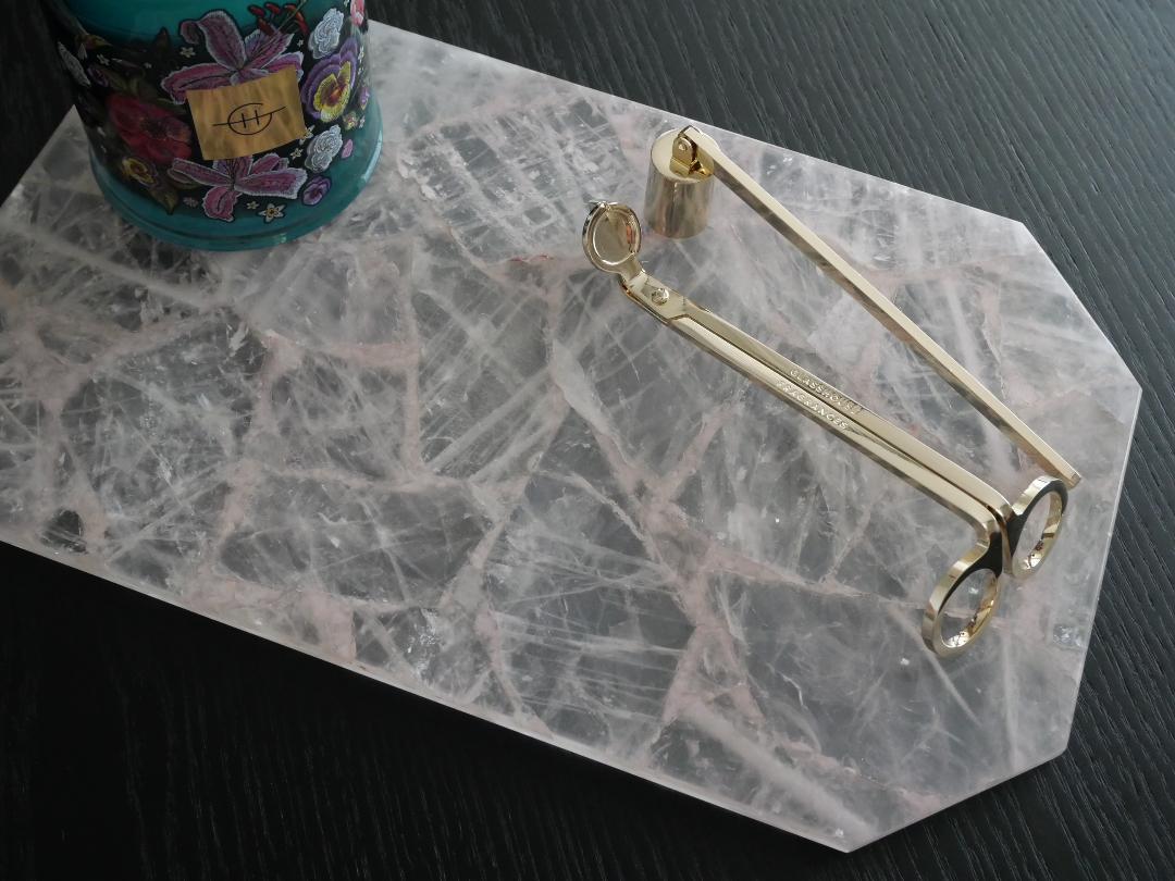 Rose Quartz Rectangle Platter with angled edges