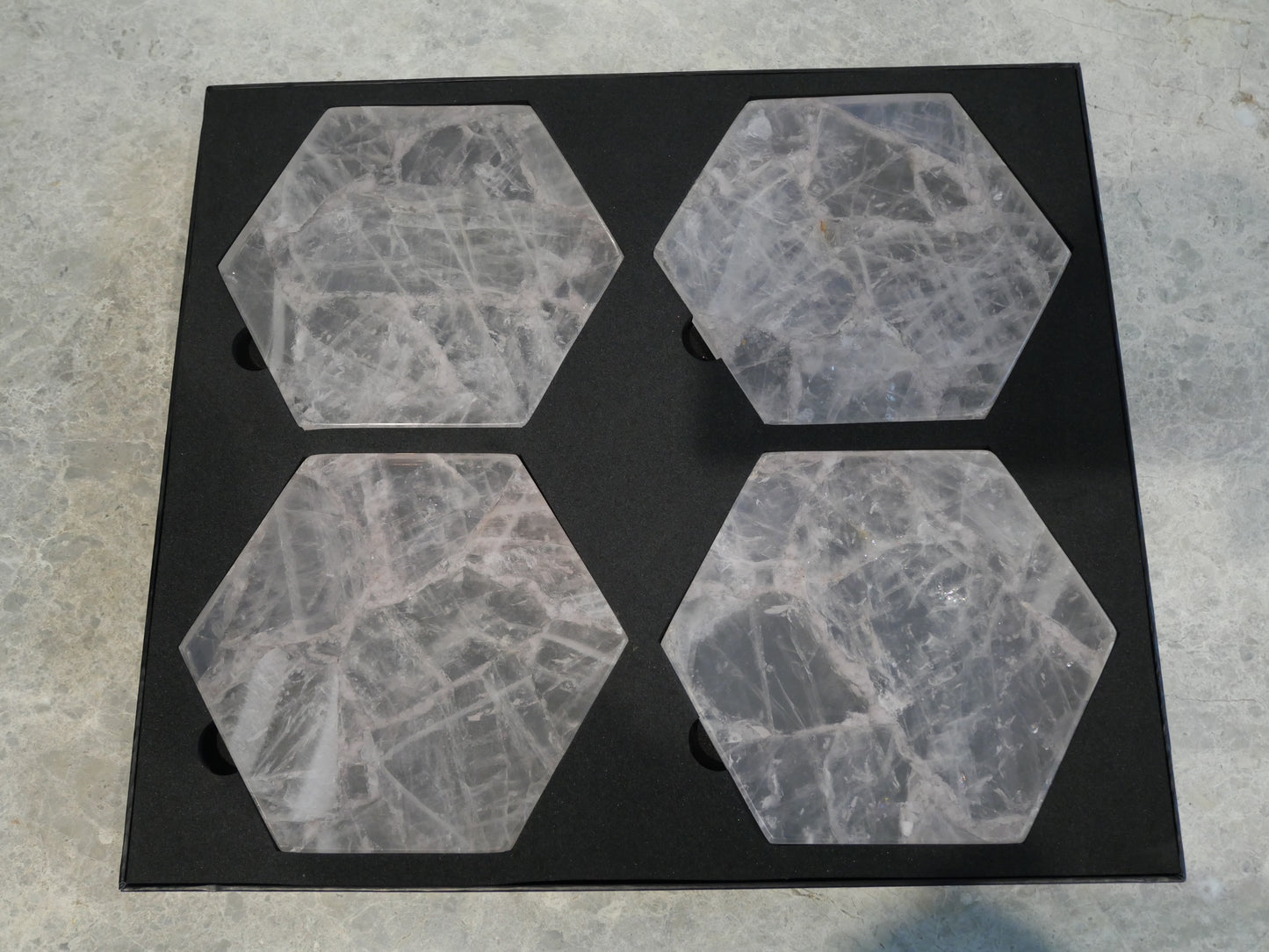 Rose Quartz Hexagon Set of 4 Coasters