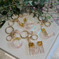 Rose Quartz with Gold Flake Letter Key & Bag Charm