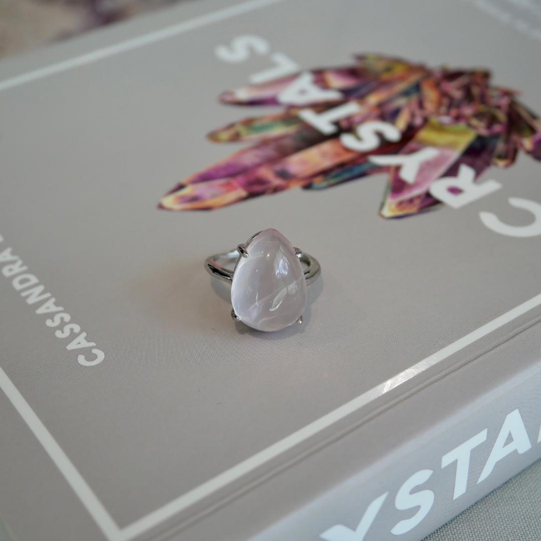 Rose Quartz Teardrop Adjustable Ring