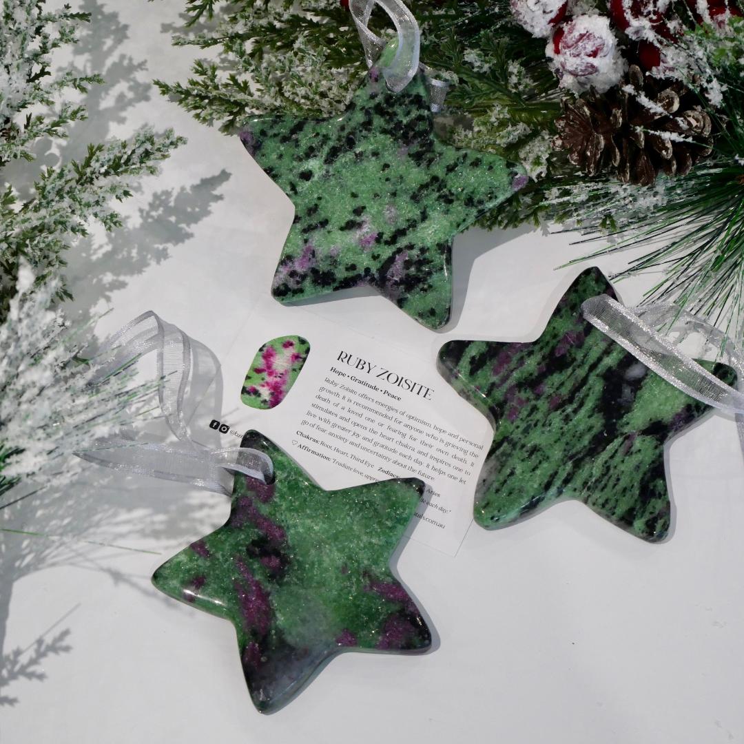 Ruby Zoisite Christmas Star Hanging Decoration