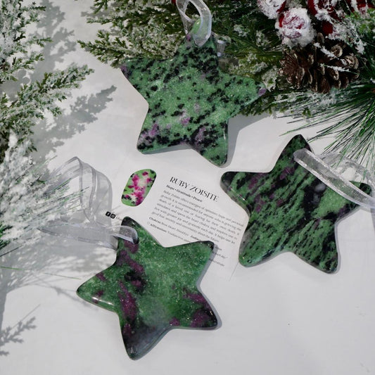 Ruby Zoisite Christmas Star Hanging Decoration