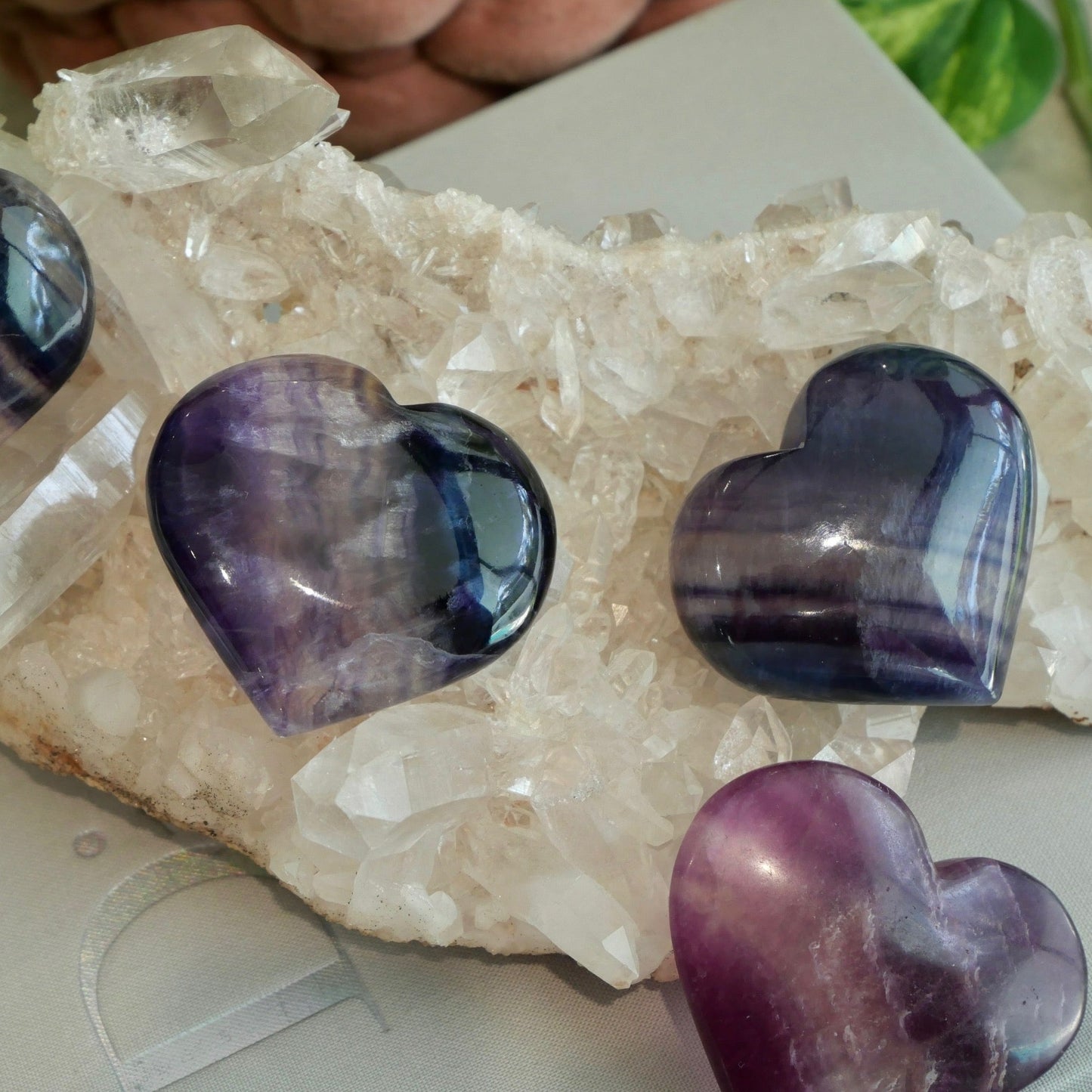 Rainbow Fluourite Small Hearts