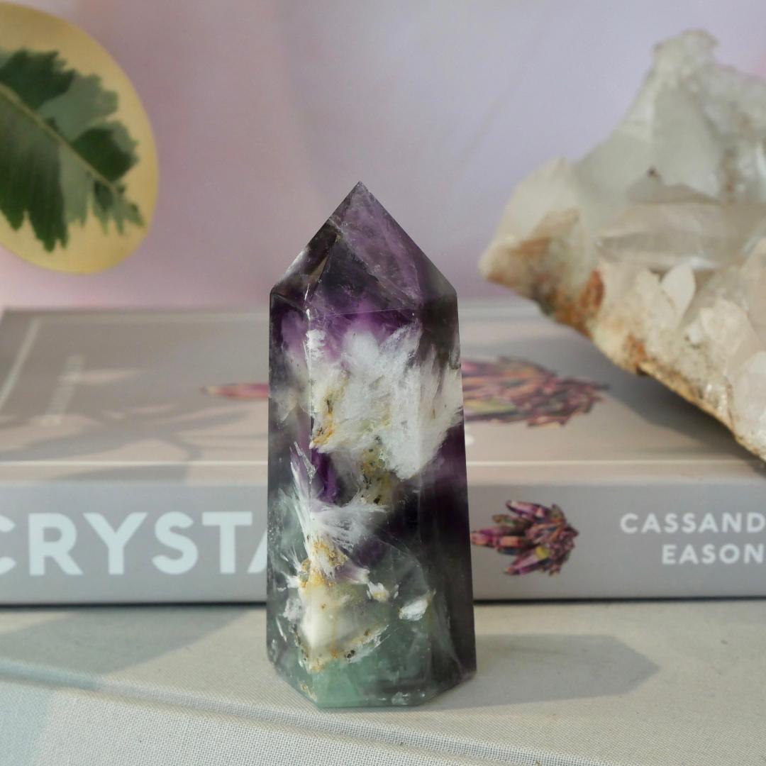 Snowflake Rainbow Fluorite Tower No 322