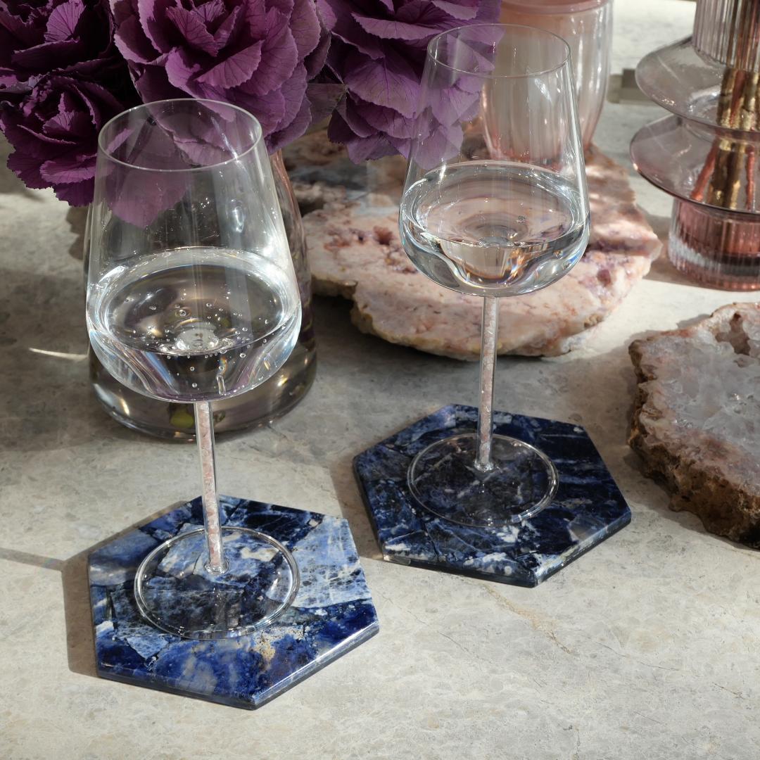 Sodalite Hexagon Set of 4 Coasters