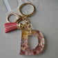 Strawberry Quartz with Gold Flake & Butterflies Letter Key & Bag Charm