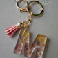 Strawberry Quartz with Gold Flake & Butterflies Letter Key & Bag Charm