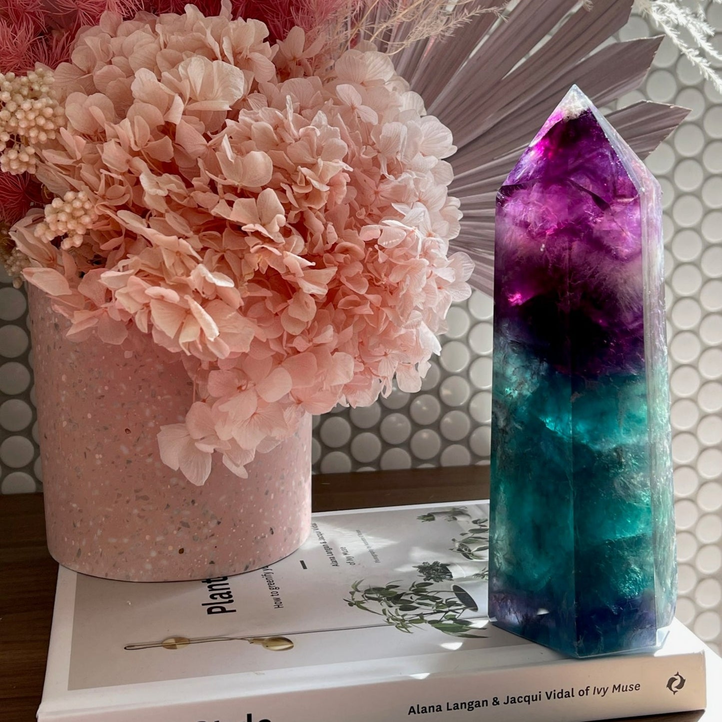 Watermelon Fluorite Tower No 158