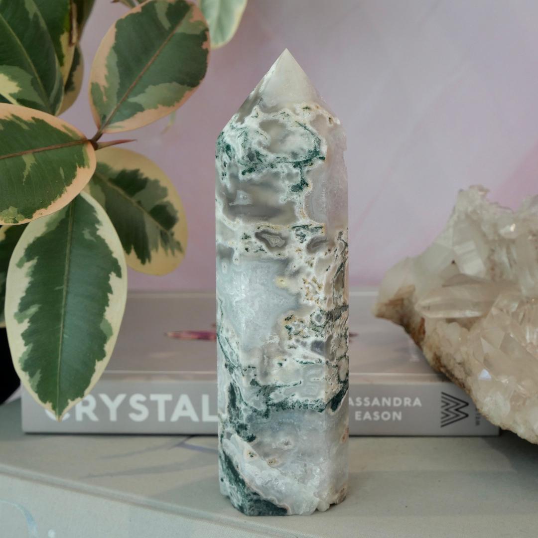 Druzy Moss Agate Tower No 354