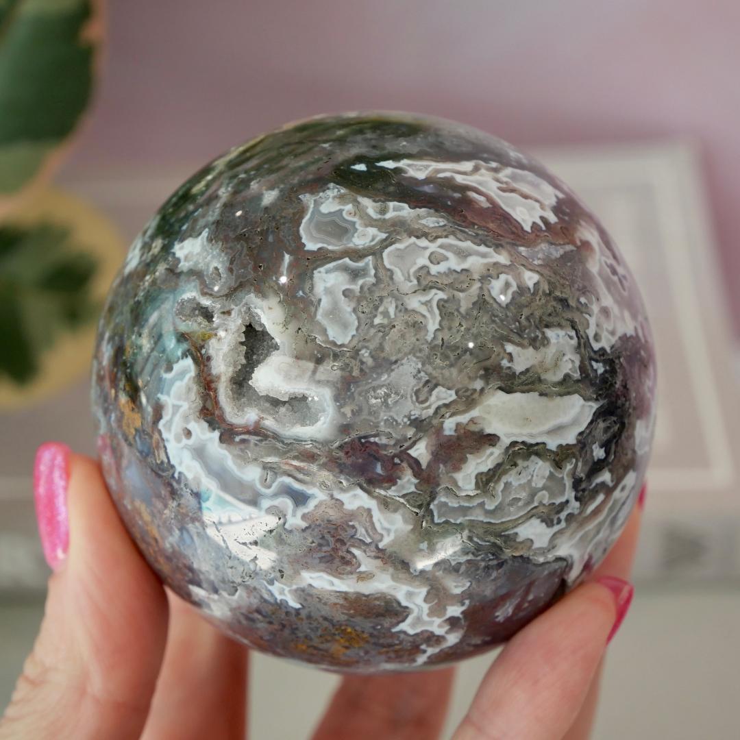 Druzy Purple Moss Agate Sphere No 6