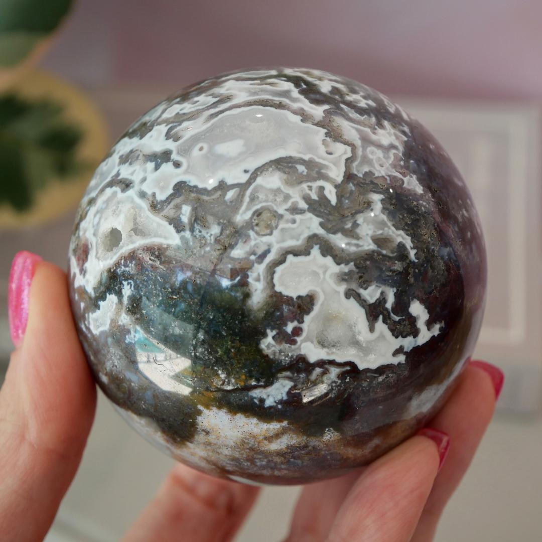 Druzy Purple Moss Agate Sphere No 8