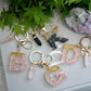 Rose Quartz with Gold Flake Letter Key & Bag Charm