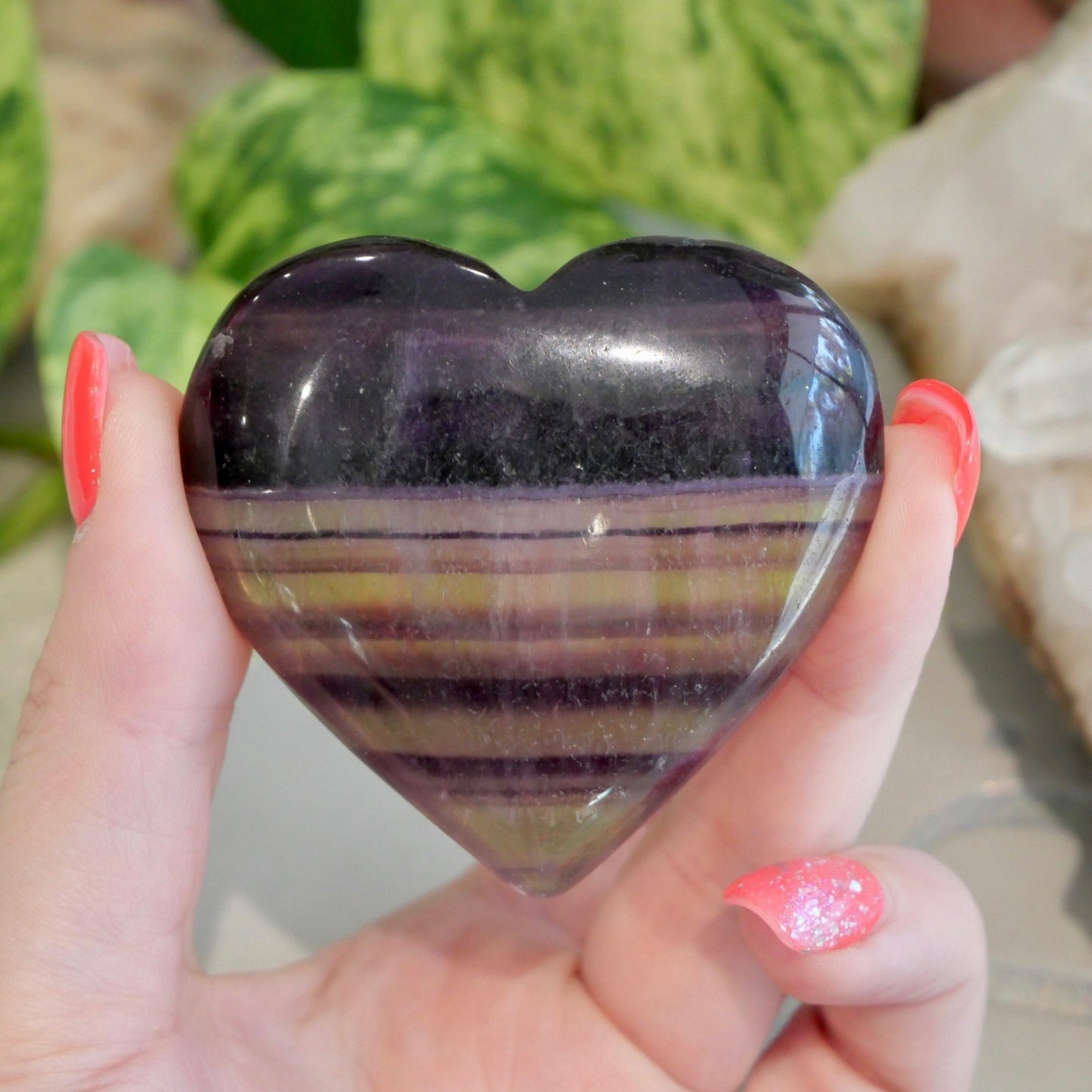 Rainbow Fluorite Large Hearts