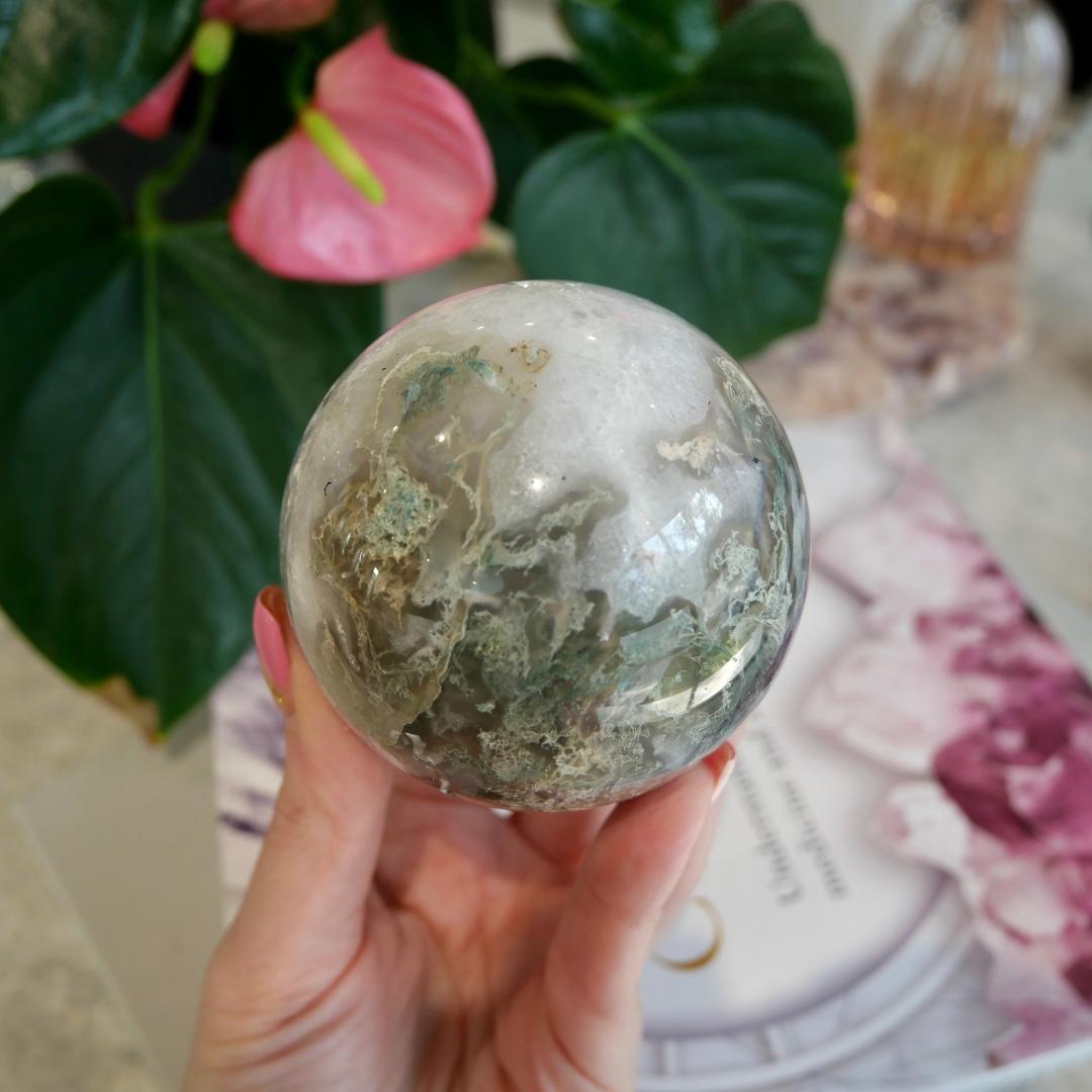 Druzy Moss Agate Sphere No 261