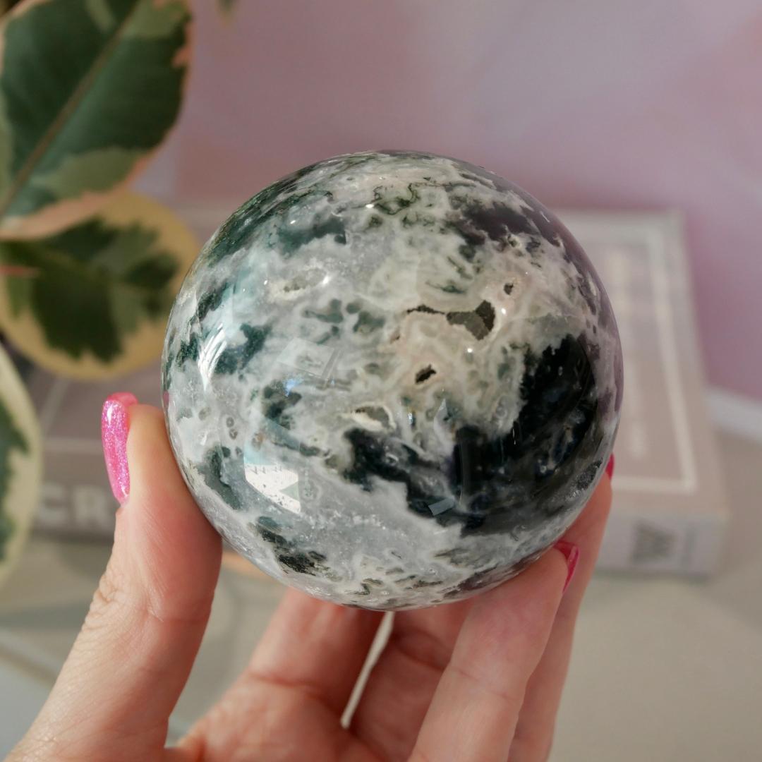 Druzy Moss Agate Sphere No 263